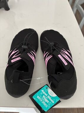 Women's Black Aqua Water Shoes with Pink Accents